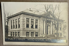 RPPC Manchester Iowa Library Antique Real Photo Postcard c1910 picture