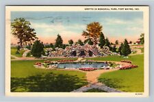 Fort Wayne IN, Grotto In Memorial Park, Indiana c1937 Vintage Postcard picture