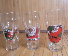 Set of 3 Vintage Christmas Coca Cola Glasses Santa Claus Libbey 1996 & 1997 picture