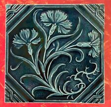 Antique 19th Century Mintons Stoke On Trent Tile Blue Glaze Flowers Floral Tile picture