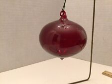 Vintage Hand Blown Glass Teardrop Dark Red Ornament 3” Diameter picture