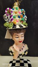MacKenzie Childs -Granny Kitsch LADY PORTRAIT Christmas Ornament- New In Box picture