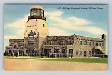 El Paso TX-Texas, El Paso Municipal Airport, Antique, Vintage Souvenir Postcard picture