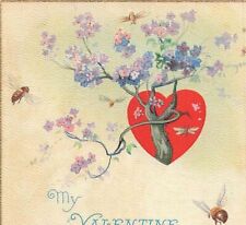 c1910s-20s Bees Heart Flowers Valentines Day P314 picture