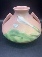 Roseville Thornapple Pottery Pink  Squat 808-4 Vase 1937 W/ label picture
