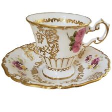 EB 1830 Foley Bone China Gilt Century Rose Teacup & Saucer Made in England picture