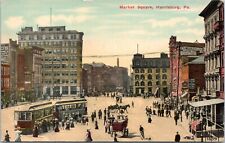 Market Square, Harrisburg Pennsylvania PA - d/b Postcard - Street cars picture