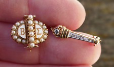 Antique 10k Yellow Gold & Seed Pearl Beta Sigma Phi Fraternity / Sorority Pin picture