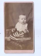 Cute BABY in fancy Striped dress VTG CDV photo by A. B Paxton Albany Oregon picture