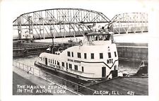 J61/ Alton Illinois RPPC Postcard c1950s Havana Zephyr Ship Lock 250 picture