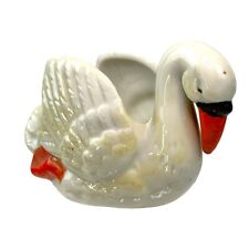Vintage Irridescent Glaze Swan Planter/Trinket Holder Japan EUC picture