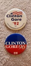 Vintage Clinton Gore '92 & 96 Presidential Campaign Buttons Set of 2 Election picture