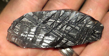 84 gm muonionalusta Meteorite end cut Sweden,  iron nickel ring ETCHED picture