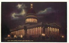 WB UT Postcard D682 State Capitol at Night Salt Lake City UTAH Street view picture