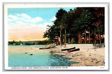 Manchester ME Maine Hammonds Grove Lake Cobbosseecontee White Border Postcard picture