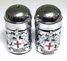 Vintage Hillcrest London Silver Tone Salt & Pepper Shakers Red Insert Rare Find picture