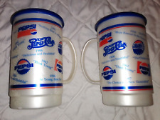 2 Vintage 1990s Teledyne Mecca Pepsi 32 oz. Promotional Travel Mugs picture