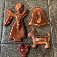 Set Of 4 Vintage Copper Aluminum Cookie Cutters Various Shapes picture