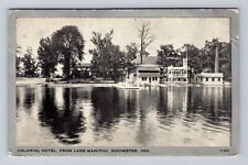 Rochester IN-Indiana, Colonial Home from Lake Manitou, Antique Vintage Postcard picture