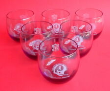 VINTAGE Set 6 Washington Redskins Smoked Low Ball Roly Poly Rock Glass MUST SEE picture