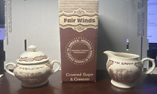 Vintage Alfred Meakin Fair Winds Covered Sugar & Creamer with Box - England picture