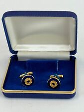 Chase Bank Gold Tone Cufflinks in Original Case * Swag * Advertizing * US Banks picture