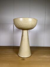 Vintage Ikebana Pedestal Vase Yellow Glazed Mid Century Flower arrangement Bowl picture