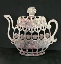 Vintage Elegance Teapot Trivet Silverplate Footed Scallop Seashells picture