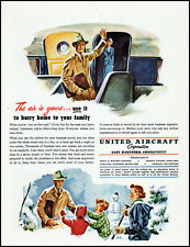 1949 United Aircraft Corp winter air travel snow family retro art print ad adl89 picture
