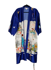 Vintage Ichiban Kimono Blue Floral Butterfly picture