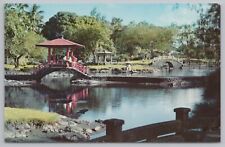 Hilo Hawaii~Liliuokalani Park~Pavilion Bridge~Half Moon Bridge~Vintage Postcard picture