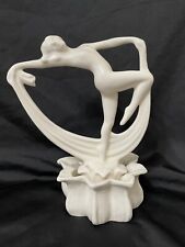 Vintage Art Deco Pottery Nude Dancer Lady with Scarf Flower Frog picture