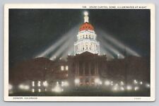 Postcard State Capitol Dome Illuminated At Night Denver Colorado picture