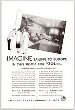 1934~SS Washington~SS Manhattan~United States Lines~Cruise Ship~Vtg 30s Print Ad picture