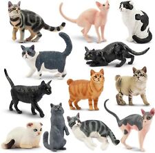 EYSCOTA 12PCS Cat Figurines, Plastic Cat Figures Realistic Kitten Toys, Cat Cake picture