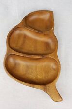 Vintage Genuine Monkey Pod Wood Leaf Snack Bowl Handcrafted in the Philippines  picture