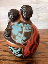 Peruvian Chulucanas Folk Art Pottery Family Woman Man Child Embracing Sculpture picture