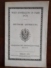 World Exhibition in Paris 1878 German Department List of Exhibited Works picture