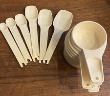 Vintage Tupperware Almond  Set of 5 Measuring Cups  6 Spoons  USA picture