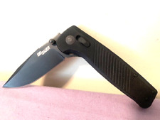 SOG Sig Saue Terminus XR Cryo D2  All Black Flat Blade Folding Knife - Excellent picture
