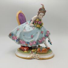Antique E.A. Muller Volkstedt Porcelain Floral Lady Figurine Figure STUNNING picture