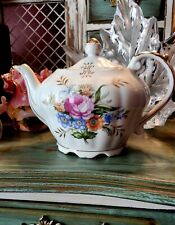 Working Montgomery Ward Vintage Floral Musical Tea Pot 16 Oz Rare FIND picture