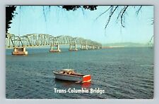 Astoria OR-Oregon, Columbia River Bridge To Washington, Boat Vintage Postcard picture