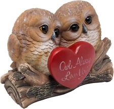 Amazing Romantic 2 Brown Owl Figurine with Red Heart Small Ornaments Home Decor picture