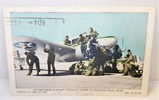 WWII US Army Keesler Field Postcard Air Corps Mechanics Training Cessna AT-17 picture