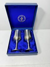 Renaissance Pewter 97% Tin Malaysia Two Goblets Cups In Box B92 picture