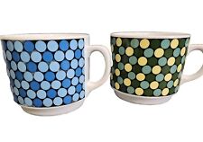 Vntg Retro Seltmann Weiden Bavaria Porcelain Coffee Cups Polka Dots Set Of 2  picture