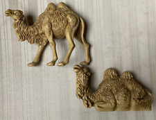 Vintage 2 Hump Standing & Sitting Camels Nativity Pieces Hard Plastic Italy picture