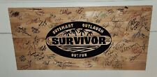 huge wooden board autographed by Survivors CBS Sandra Todd  Tina picture