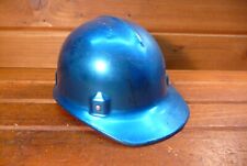 Vintage Hard Hat Mining Metallic Blue Aluminum construction  Jackson adjusts picture